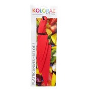 Wholesale - 3pc KOLORAE RED PLASTIC KNIVES SET C/P 48, UPC: 819702024692